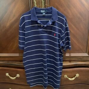 Polo blue and white mens polo size L new